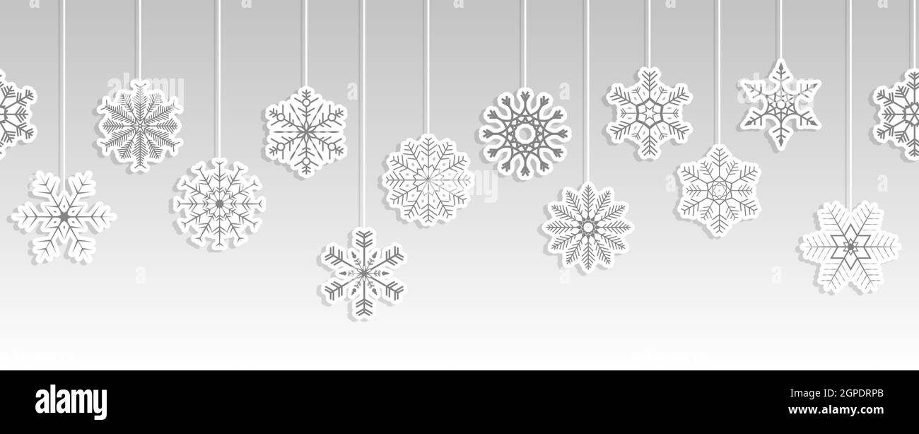 Hängen Schneestars Banner für weihnachten Grüße Zeit Stock Vektor