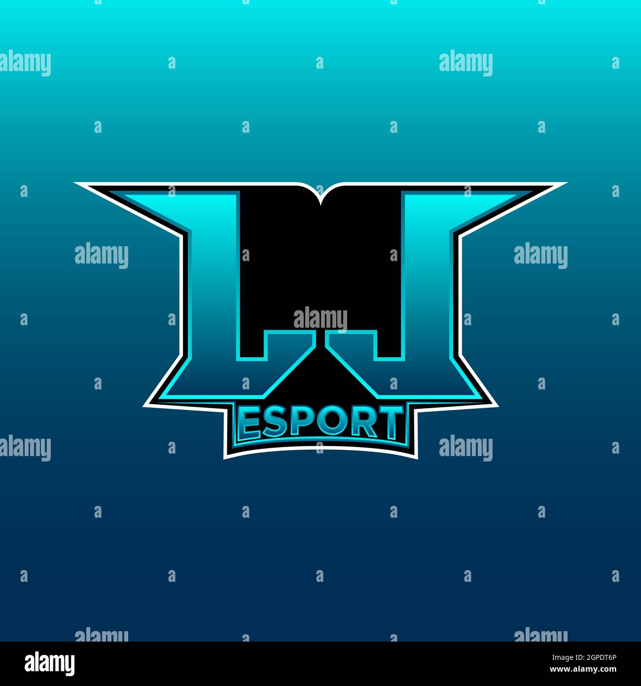 LL Logo eSport Gaming Initial mit Blue Light Color Design-Vektor-Vorlage Stock Vektor