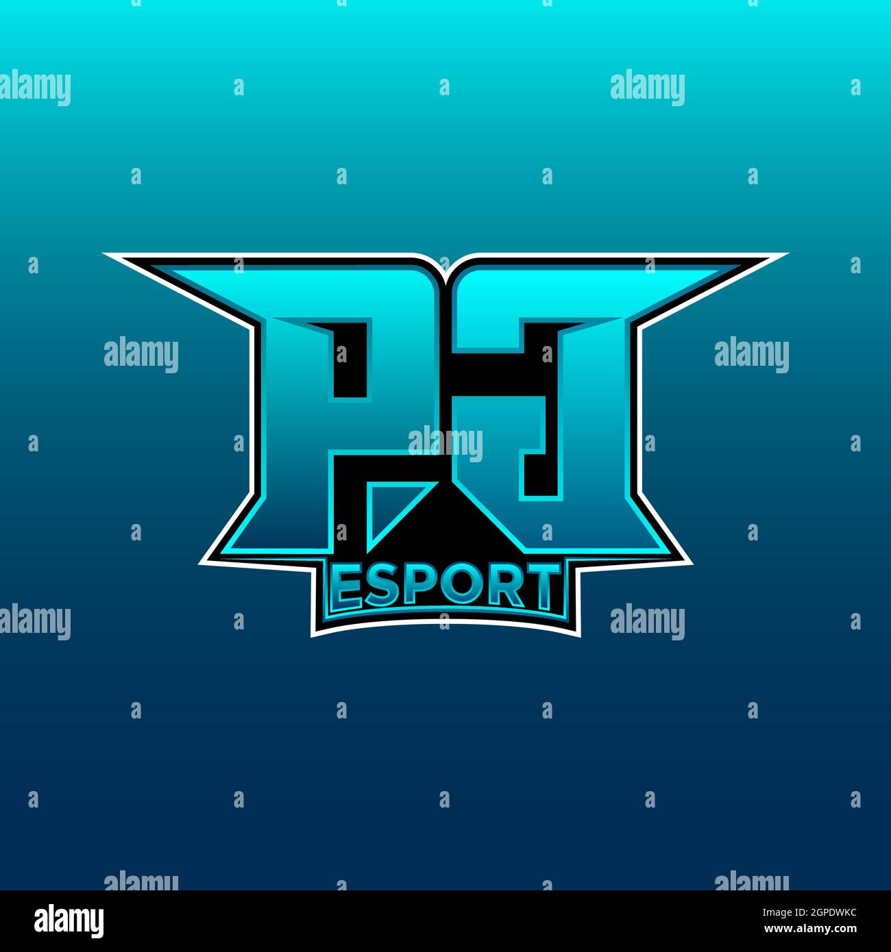 PG Logo eSport Gaming Initial mit Blue Light Color Design-Vektor-Vorlage Stock Vektor