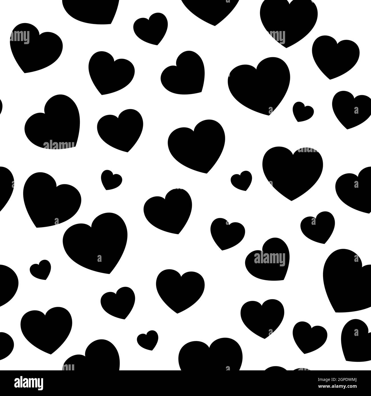 Nahtloses Herzmuster. Liebe Form für valentine Hintergrund. Schwarzes Deko-Design ideal für romantisches Geschenkpapier. Stock Vektor