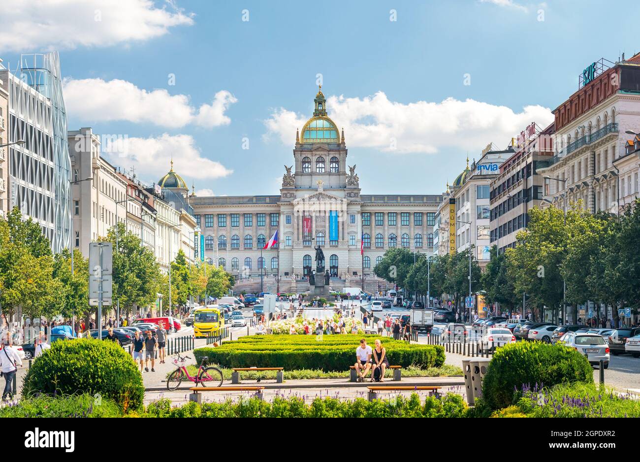 Wenzelsplatz in Prag, Blick auf das Nationalmuseum, Prag, Tschechische republik Stockfoto