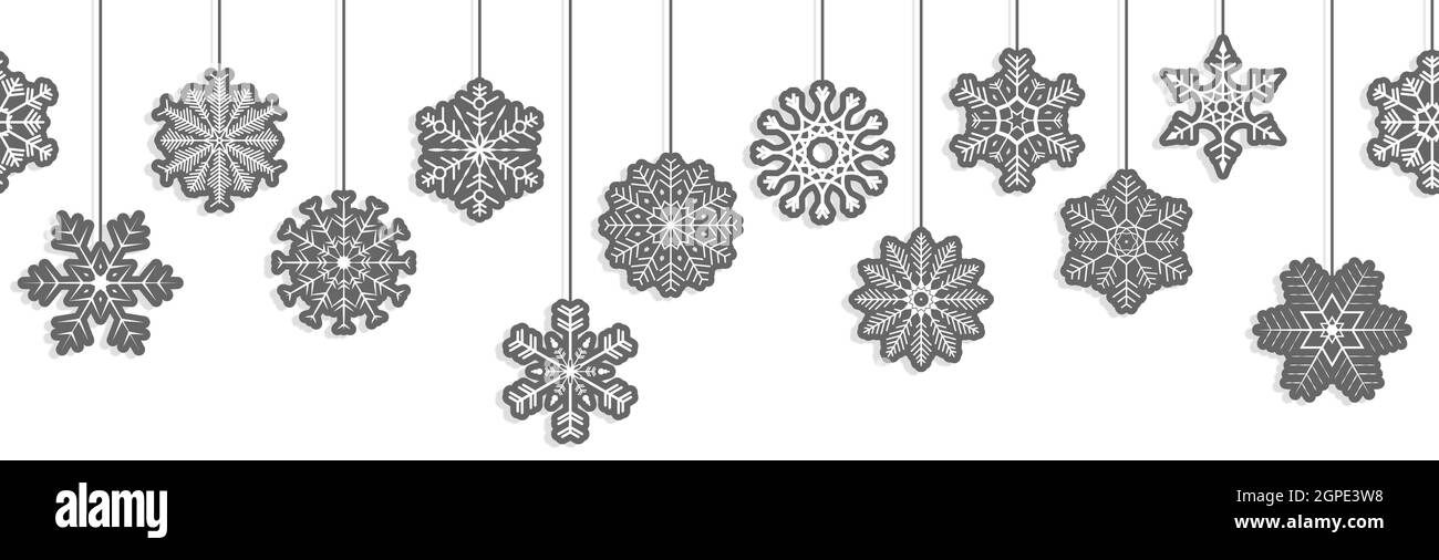 Hängen Schneestars Banner für weihnachten Grüße Zeit Stock Vektor