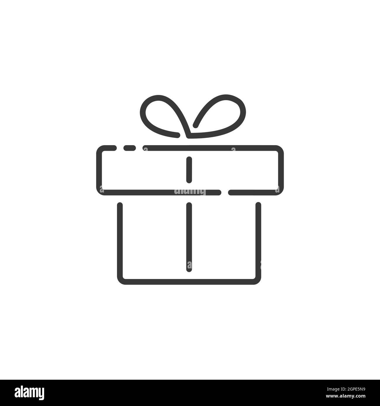 Geschenk dünne Linie Symbol. Box mit Band. Skizzieren Sie die Vektorgrafik für den Handel Stock Vektor