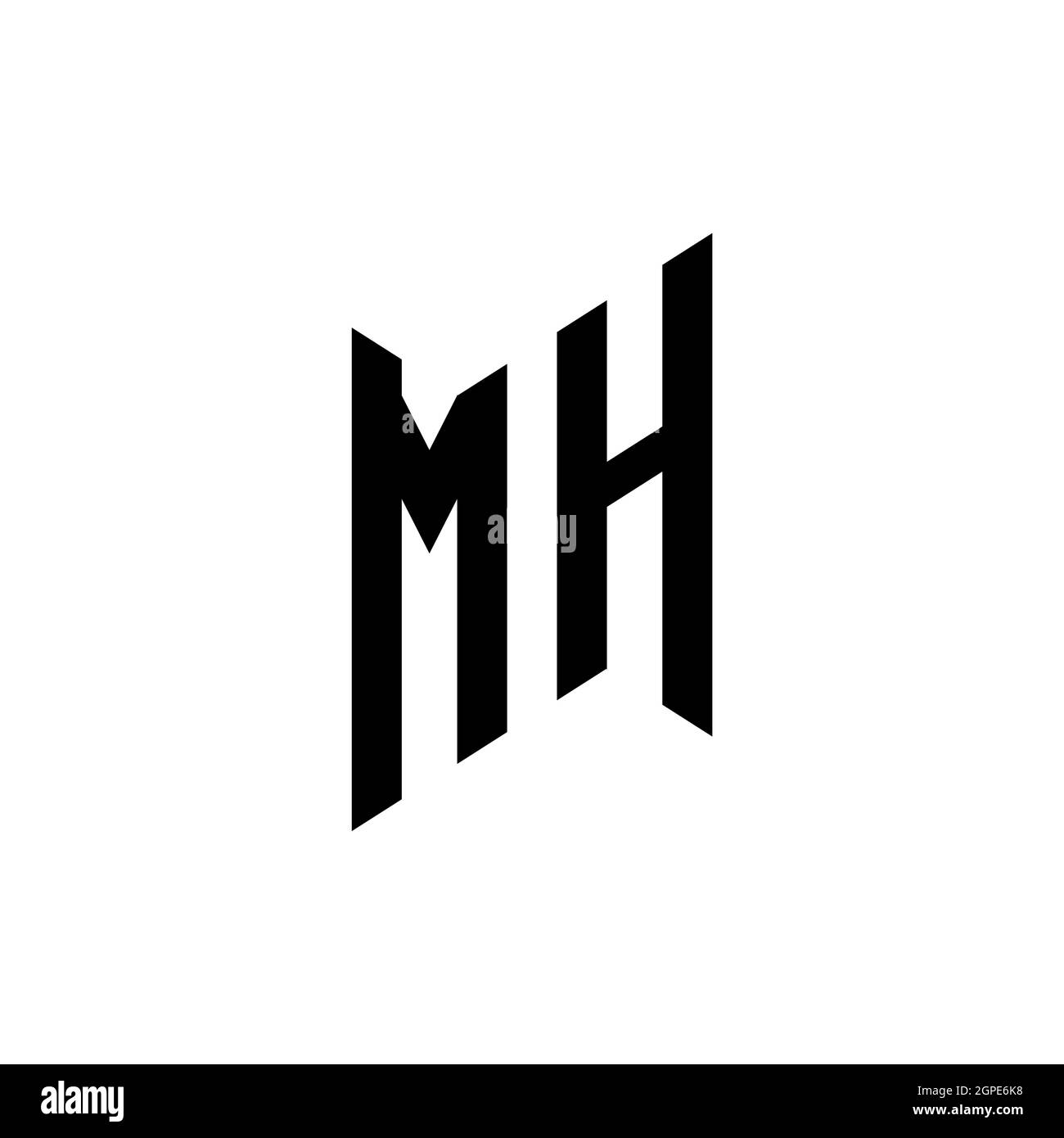 MH Monogram – Vorlage für geometrische Formen. Monogram anfänglicher Design-Vektor auf weißem Hintergrund isoliert Stock Vektor