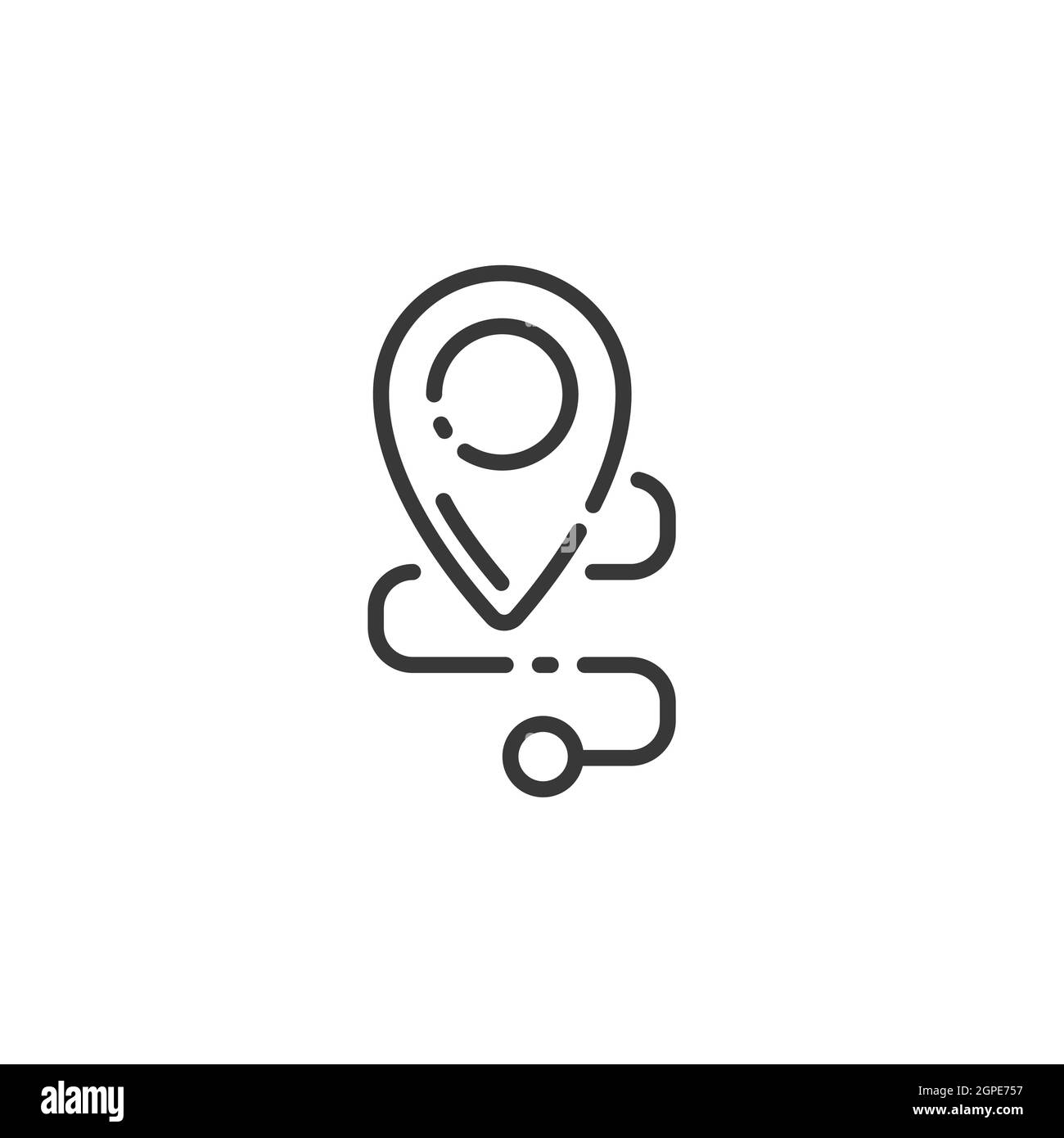 Symbol für dünne Linie der Position. Karte und Navigation. Skizzieren Sie die Vektorgrafik für den Handel Stock Vektor