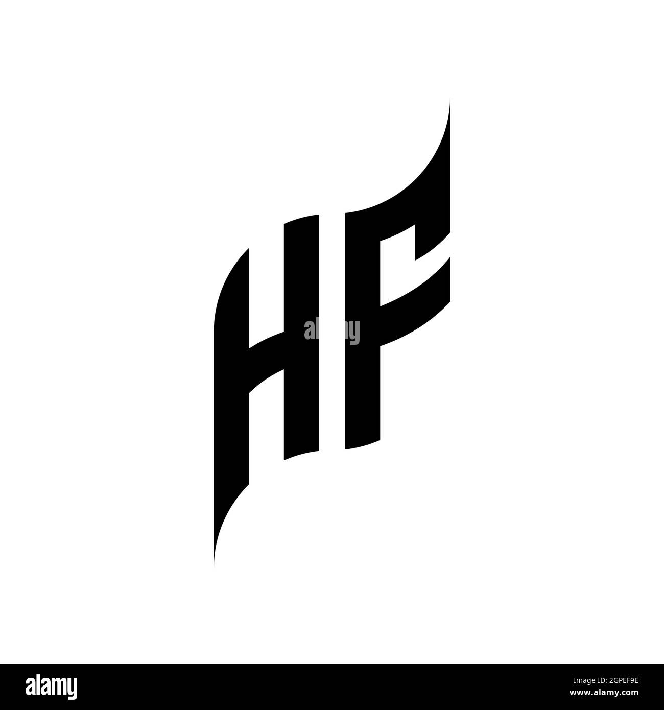 HF Monogram – Vorlage für geometrische Formen. Monogram anfänglicher Design-Vektor auf weißem Hintergrund isoliert Stock Vektor