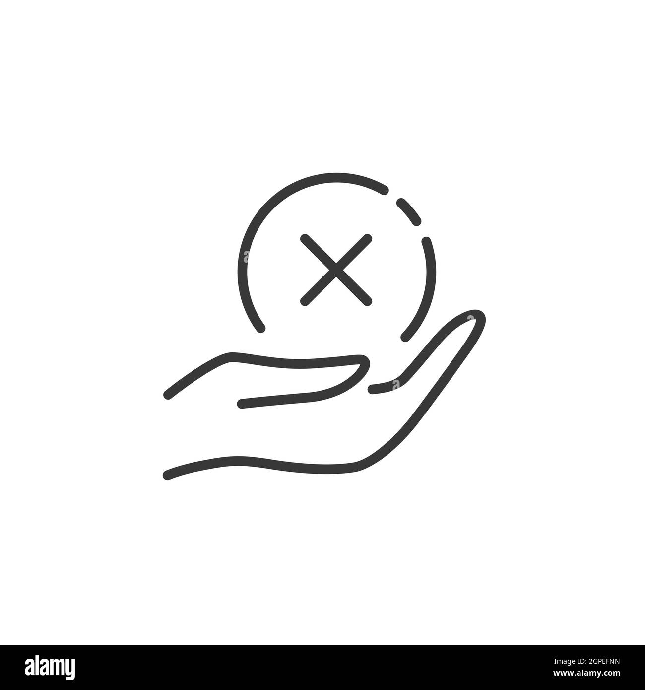 Symbol für dünne Linie mit der Hand halten. Skizzieren Sie die Vektorgrafik für den Handel Stock Vektor Symbol für dünne Linie mit der Hand halten. Skizzieren Sie die Vektorgrafik für den Handel Stock Vektor
