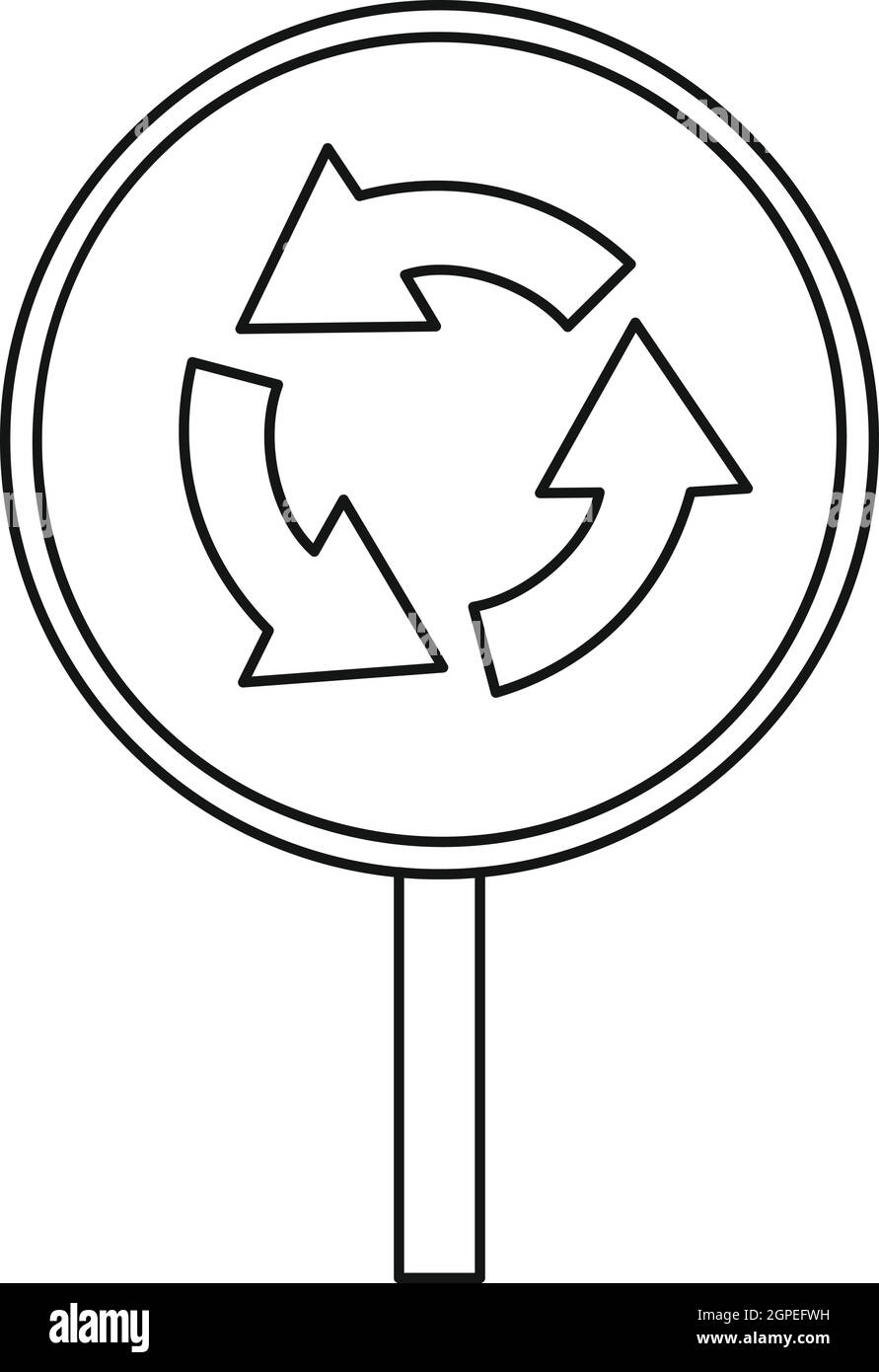 Kreisbewegung Verkehrssymbol Zeichen, Umriss-Stil Stock Vektor