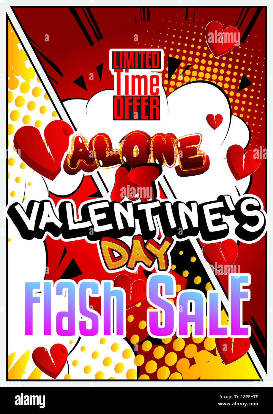 Vorlage für den Verkauf von Postern zum Thema Einsamkeit am Valentinstag. Stock Vektor