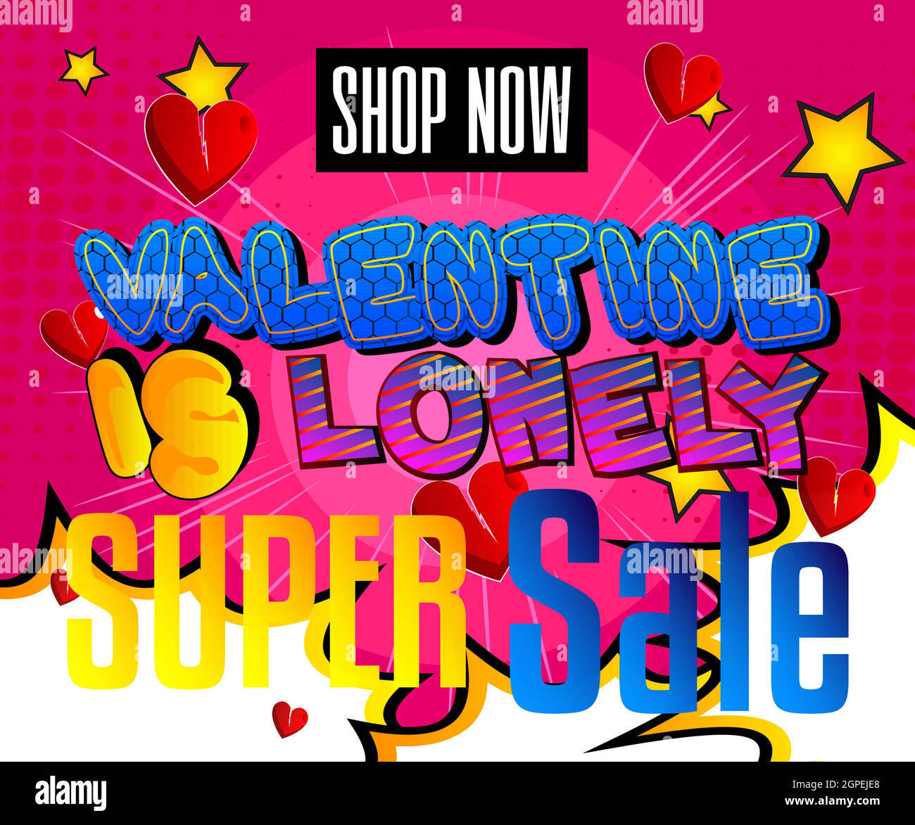 Vorlage für den Verkauf von Postern zum Thema Einsamkeit am Valentinstag. Stock Vektor