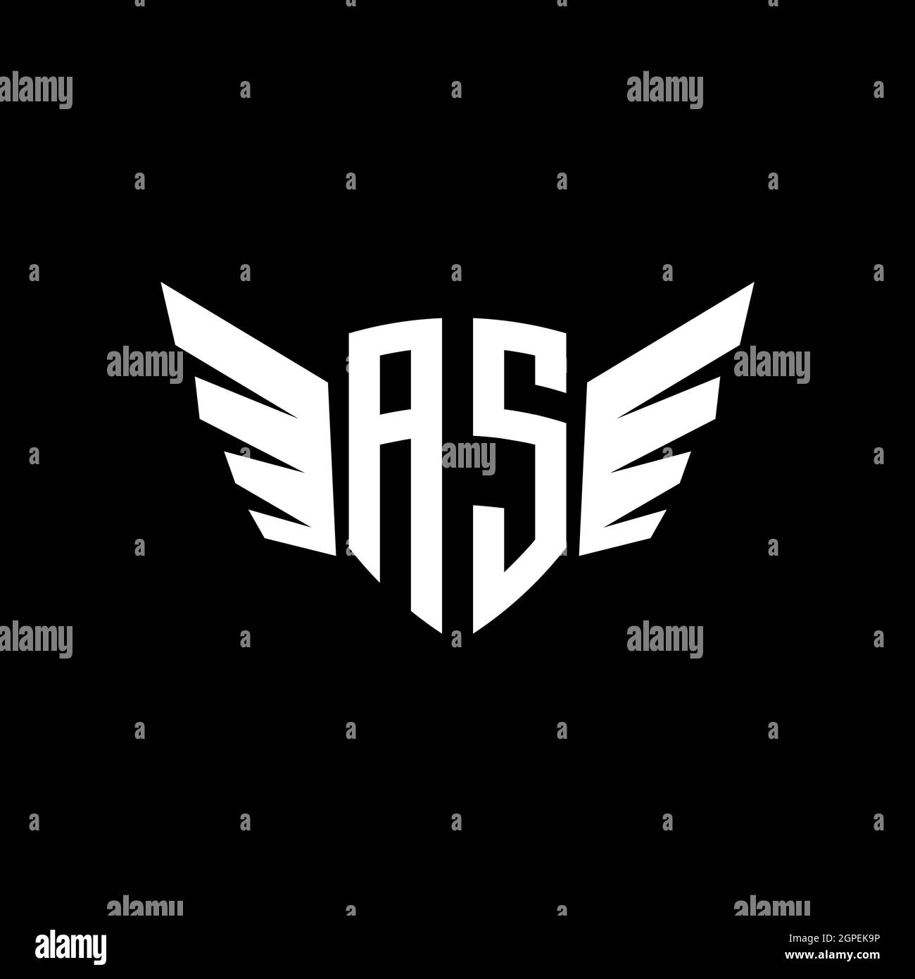 ALS Monogram Logo geometrische Initiale mit Flügel Form Stil Design-Vorlage. Flügel Initial Logo Design isoliert in schwarzem Hintergrund Stock Vektor
