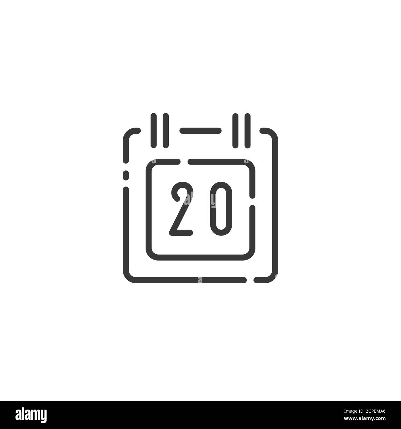 Symbol für dünne Linien des Kalenders. Datum des Tagebuchs. Skizzieren Sie die Vektorgrafik für den Handel Stock Vektor