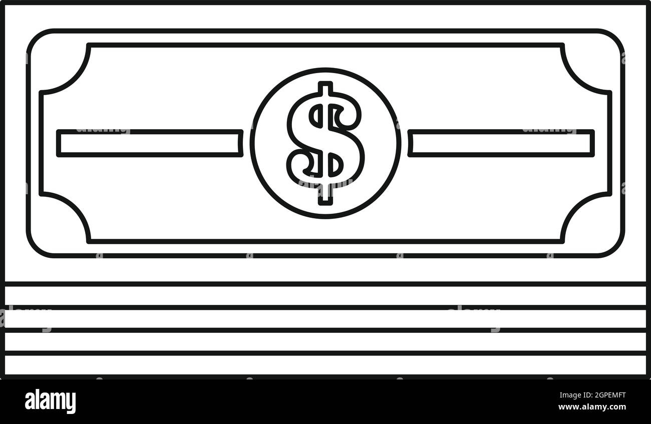 Geld-Stack-Symbol, Umriss-Stil Stock Vektor