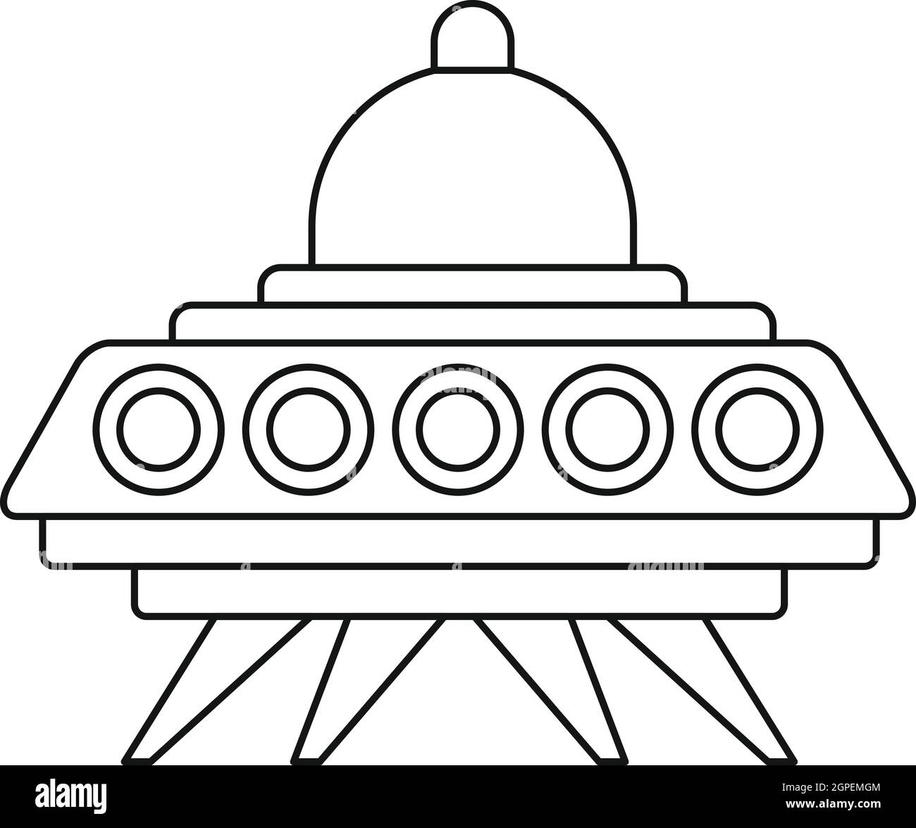 UFO-fliegende Untertasse Symbol, Umriss-Stil Stock Vektor