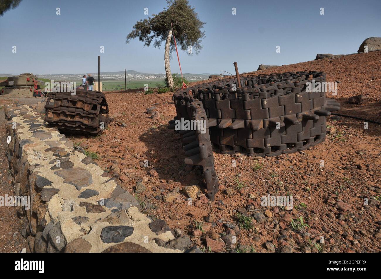 Teil des Tank Memorial 'Valley of Tears', nach dem Jom-Kippur-Krieg von 1973, Golan Heights, Israel Stockfoto