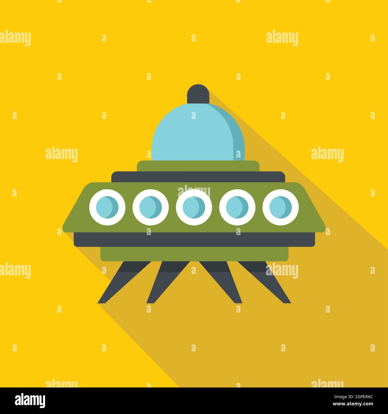 Außerirdisches Raumschiff Symbol, flachen Stil Stock Vektor