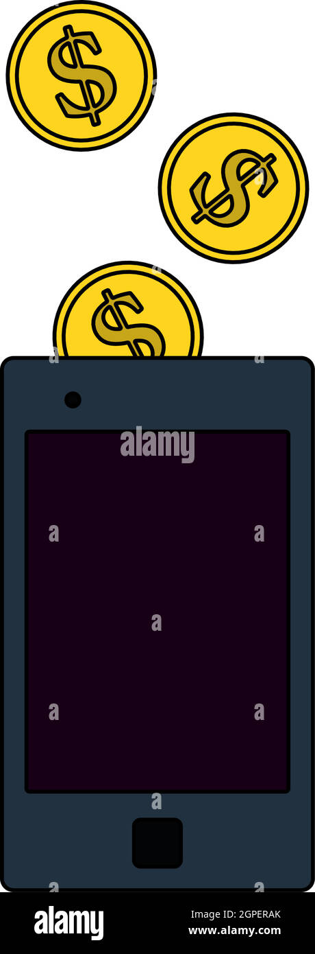 Goldene Münzen Fallen In Smartphone-Symbol Stock Vektor