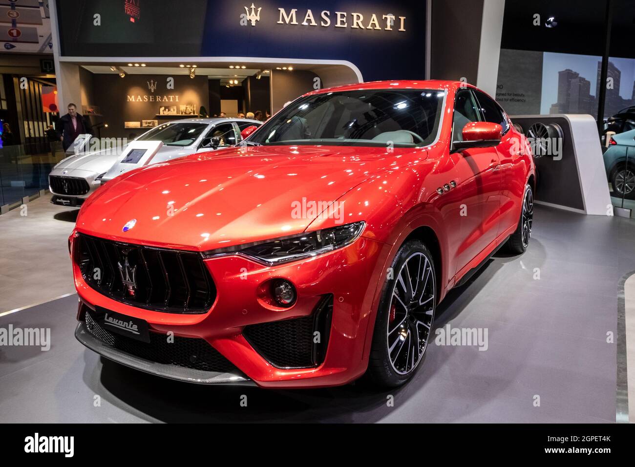 Maserati Levante neues Automodell auf der Autosalon 2020 Motor Show. Brüssel, Belgien - 9. Januar 2020. Stockfoto