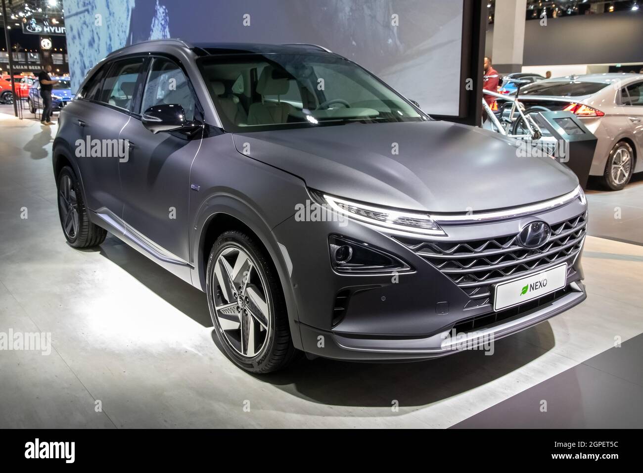 Hyundai Nexo Wasserstoff-Brennstoffzellen-SUV-Automodell auf der Autosalon 2020 gezeigt. Brüssel, Belgien - 9. Januar 2020. Stockfoto