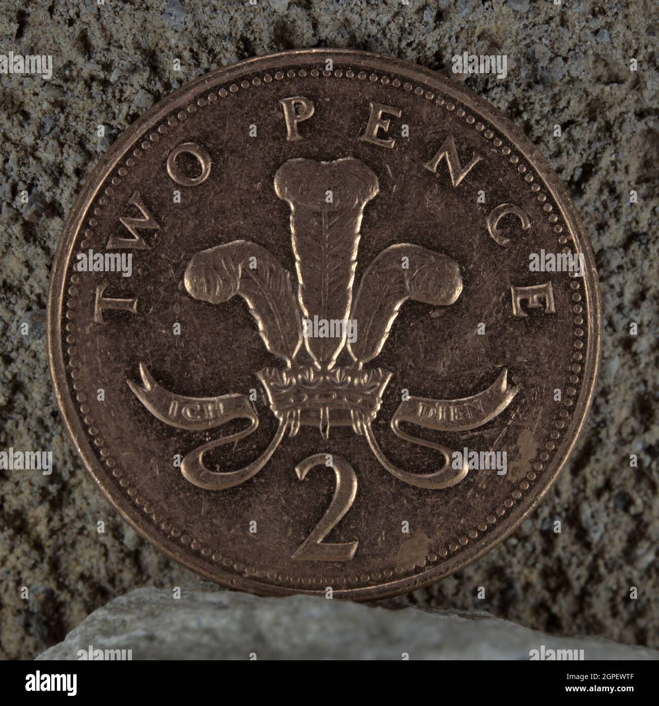 Großbritannien, kleine Währungsbezeichnung, zwei Pence Piece (2P) Stockfoto