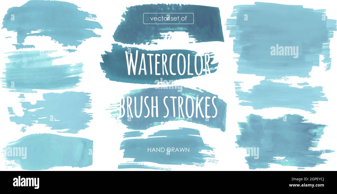 Pinsel-Set Für Wasser. Frames Collection. Abstrakter Grunge Splatter. Handgezeichnete Striche. Isolierter Pinsel Stock Vektor