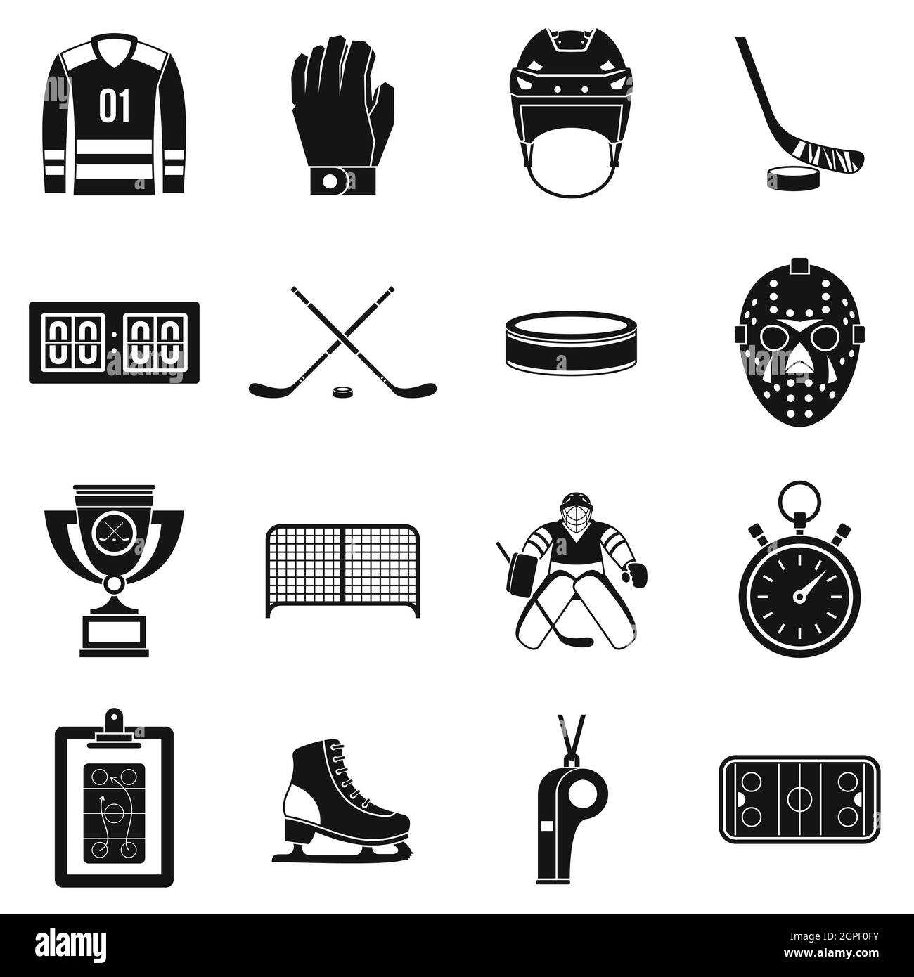 Eishockey Icons Set, einfachen Stil Stock Vektor