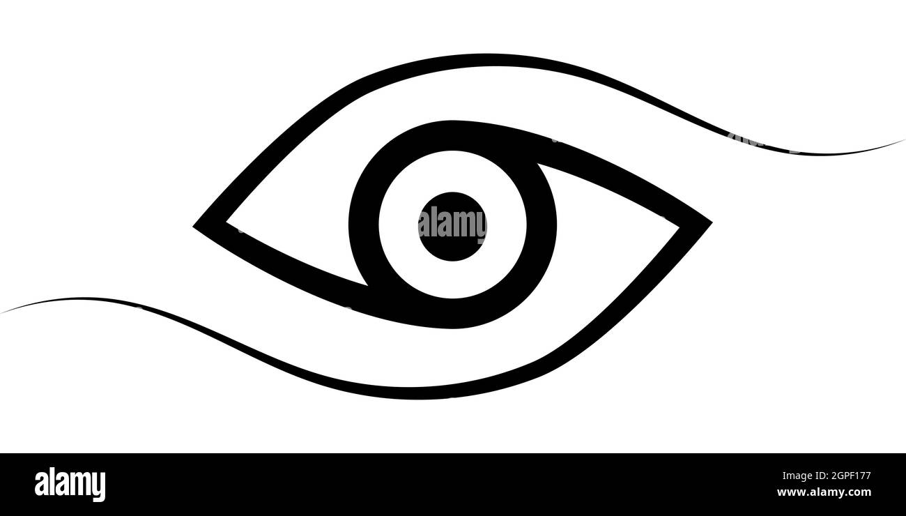 Logo Auge kalligraphische Linien, Vektor elegante Auge Symbol Einblick Weitsicht Stolz und Sinn Einheit Stock Vektor