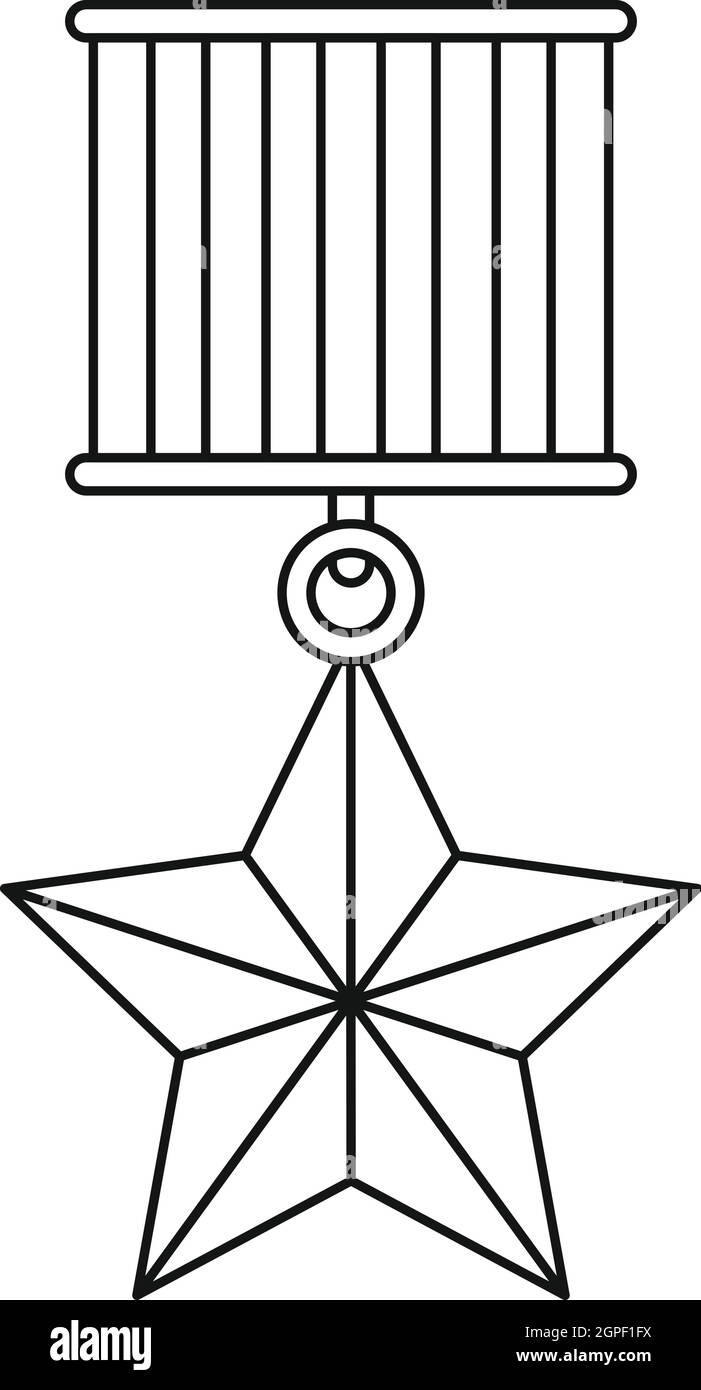 Medaille Sternsymbol, Umriss-Stil Stock Vektor