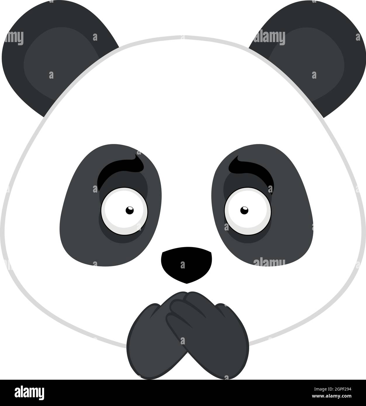 Vektor-Illustration von Emoticon des Gesichts eines Cartoon Panda Bär bedeckt seinen Mund mit seinen Händen, Konzept machen Schweigen Stock Vektor