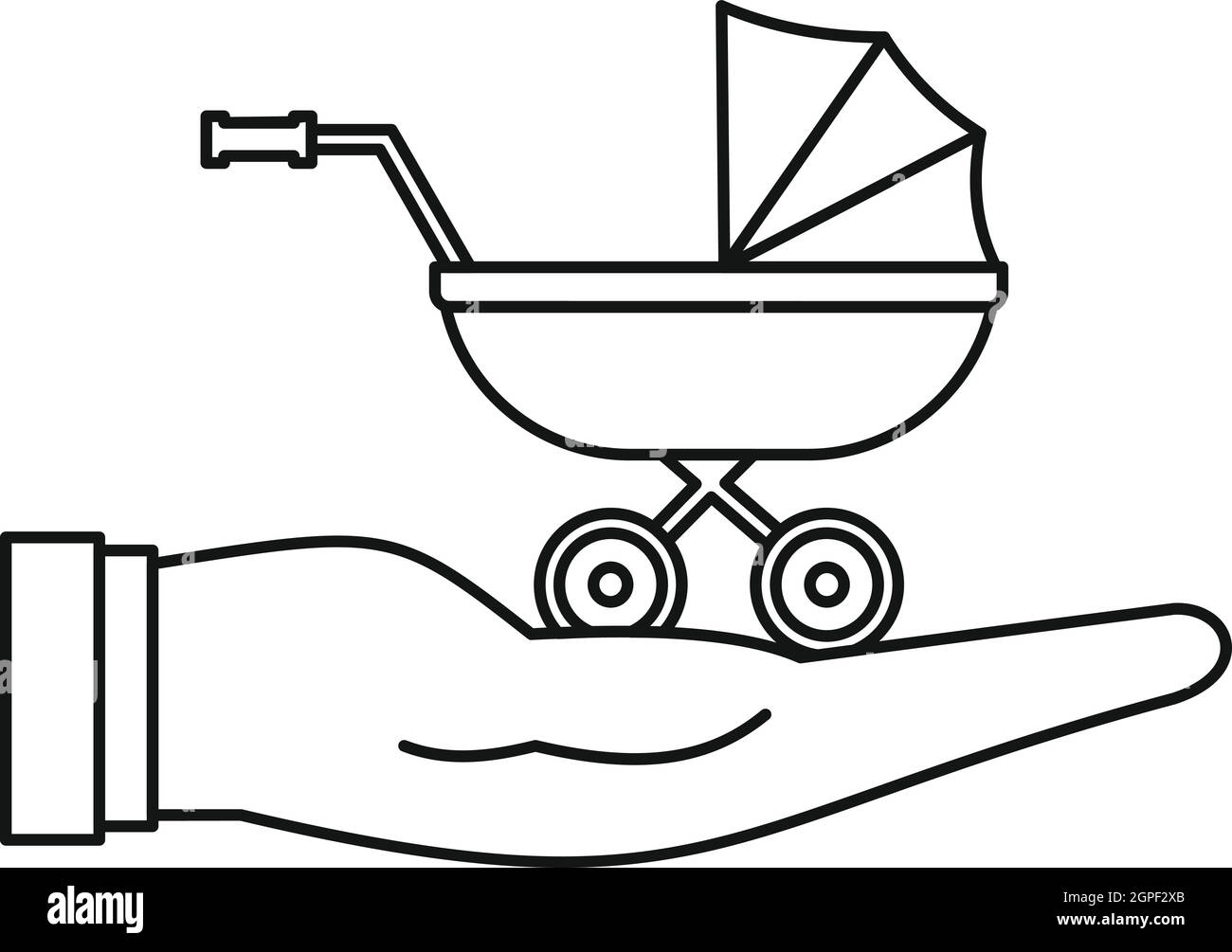 Baby Kinderwagen Schutzsymbol, Umriss-Stil Stock Vektor