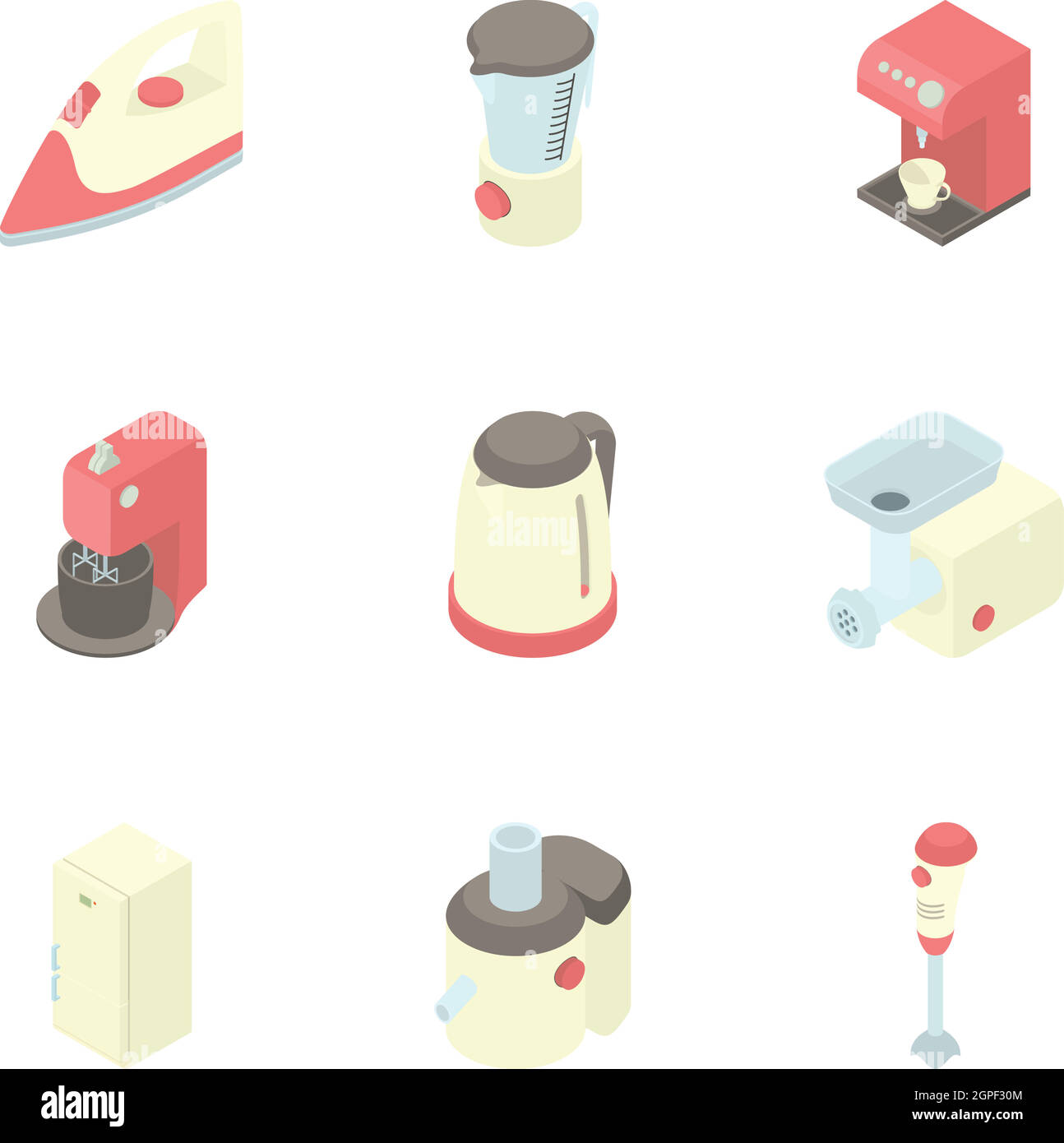 Küche Geräte Icons Set, Cartoon-Stil Stock Vektor