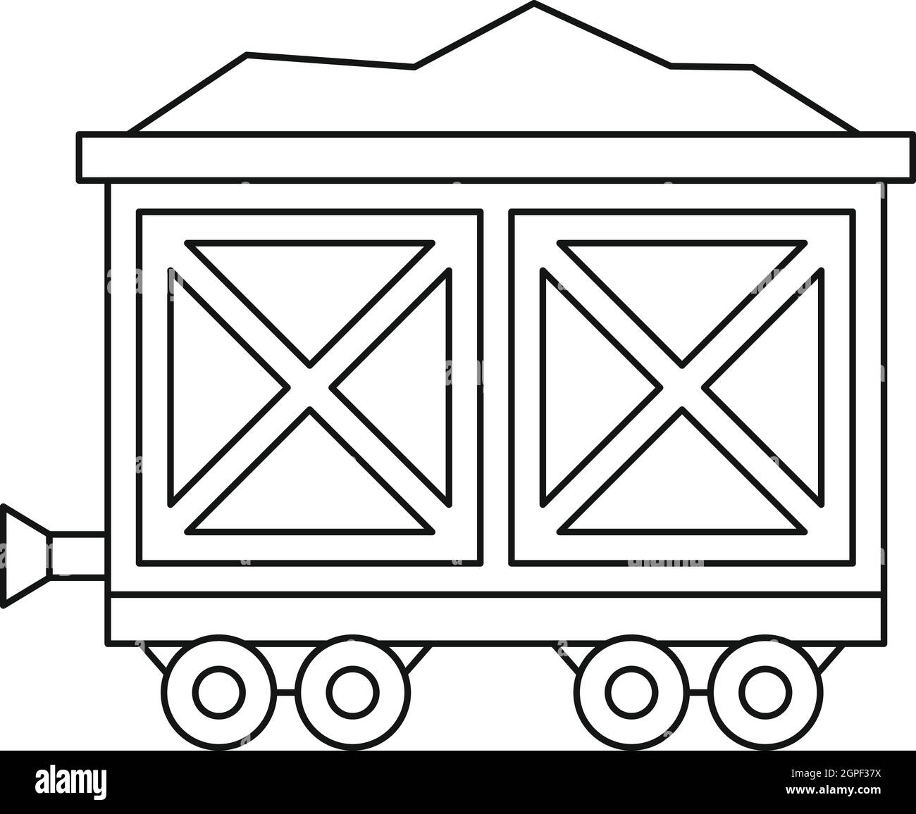 Warenkorb auf Rädern mit gold Symbol, Umriss-Stil Stock Vektor