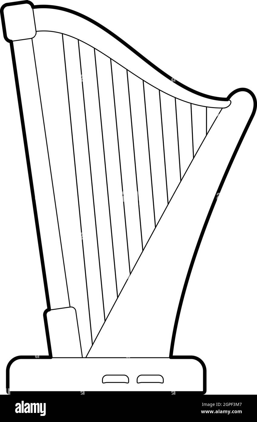 Harfe-Symbol, Umriss-Stil Stock Vektor