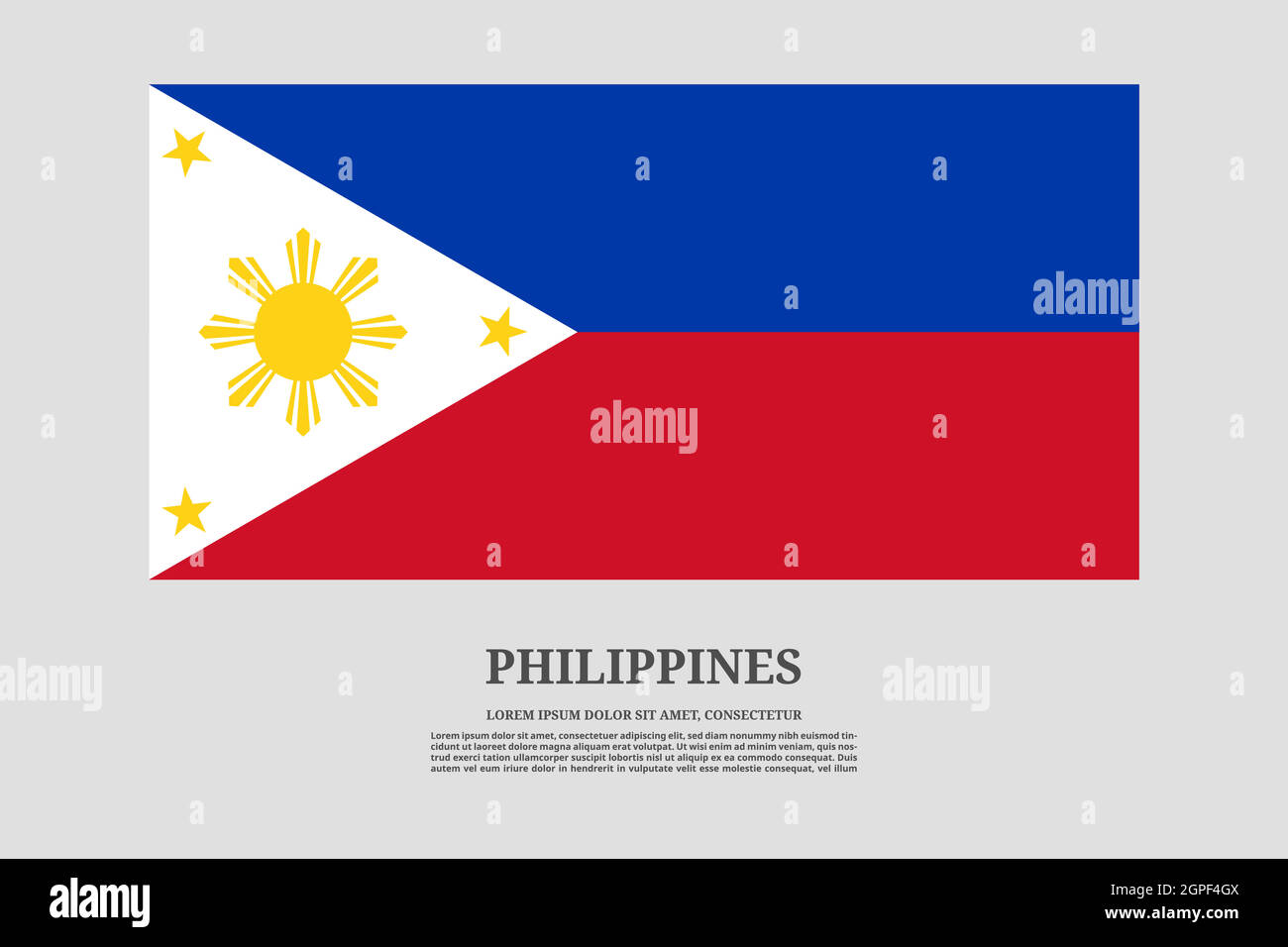 Philippinen Flagge und Informationen Text Poster, Vektor Hintergrund Stock Vektor