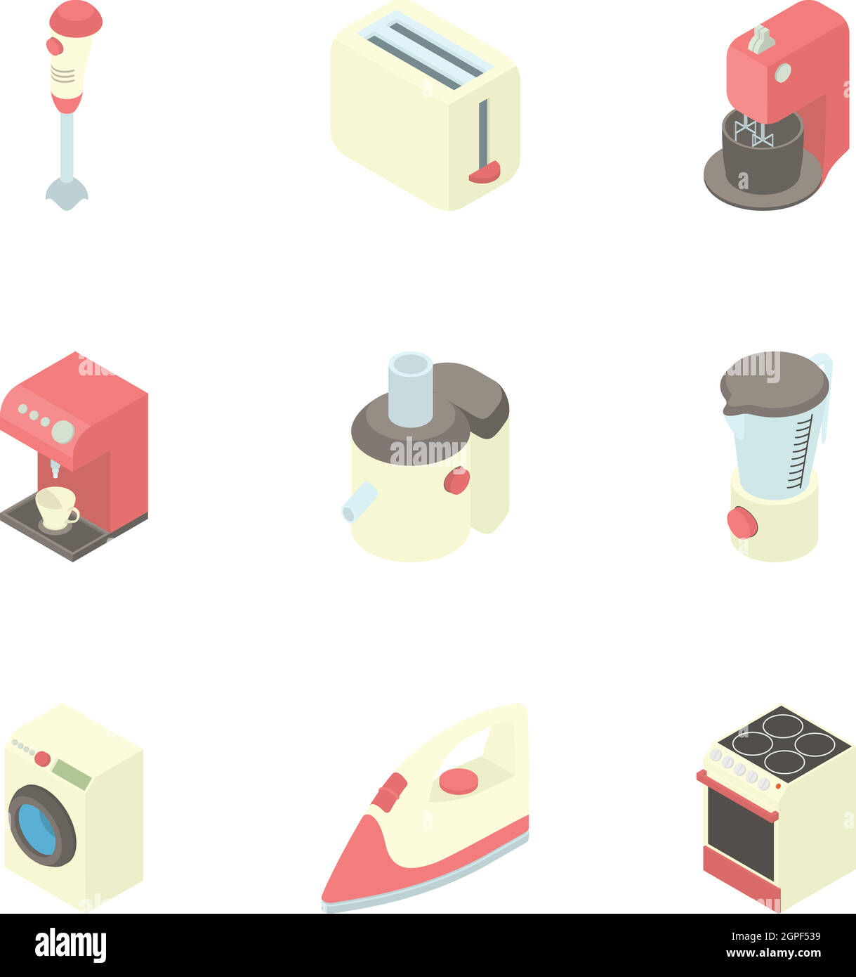 Geräte für die Küche Icons Set, Cartoon-Stil Stock Vektor
