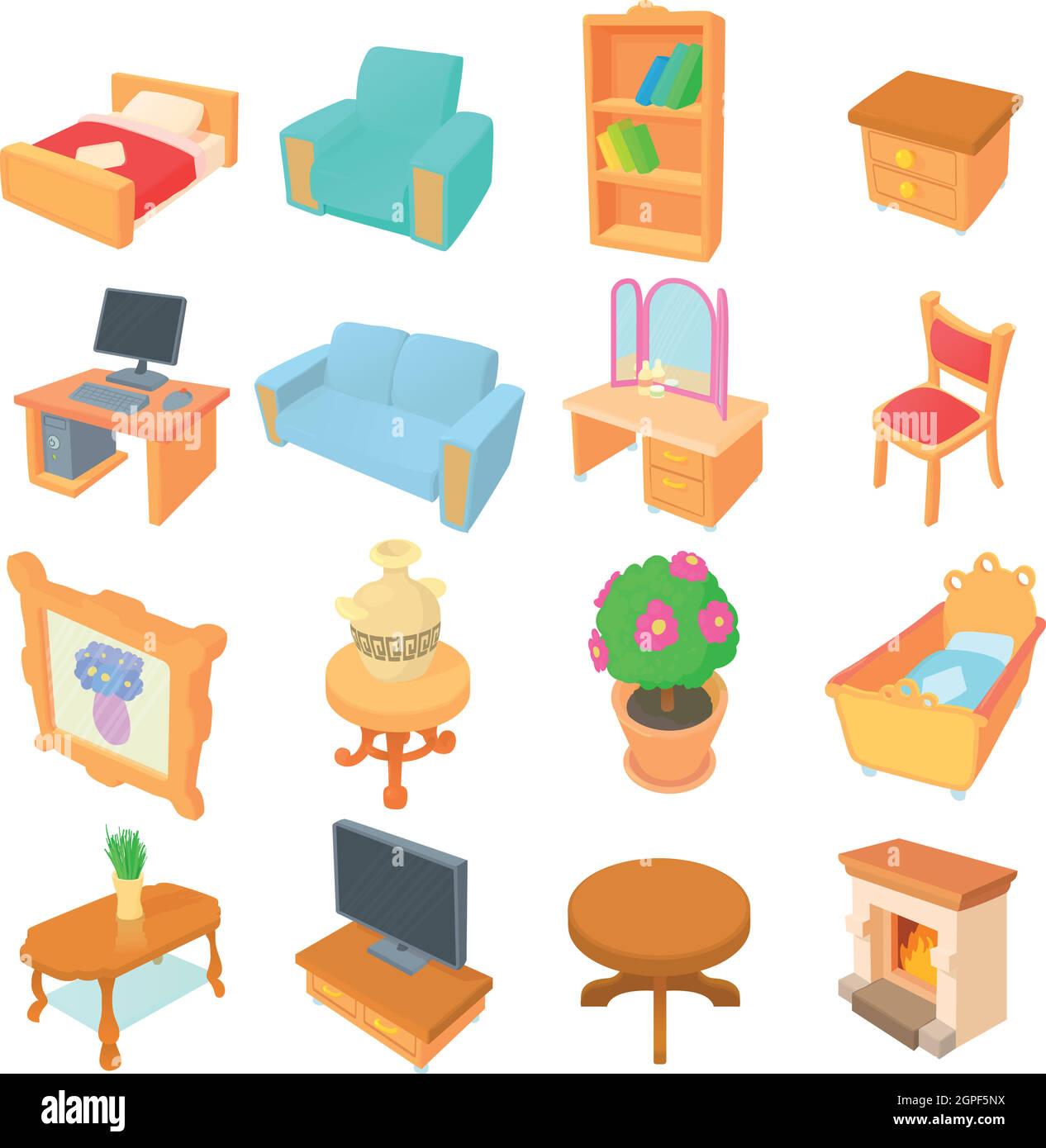 Bed furniture cartoon illustration Stock-Vektorgrafiken kaufen - Alamy