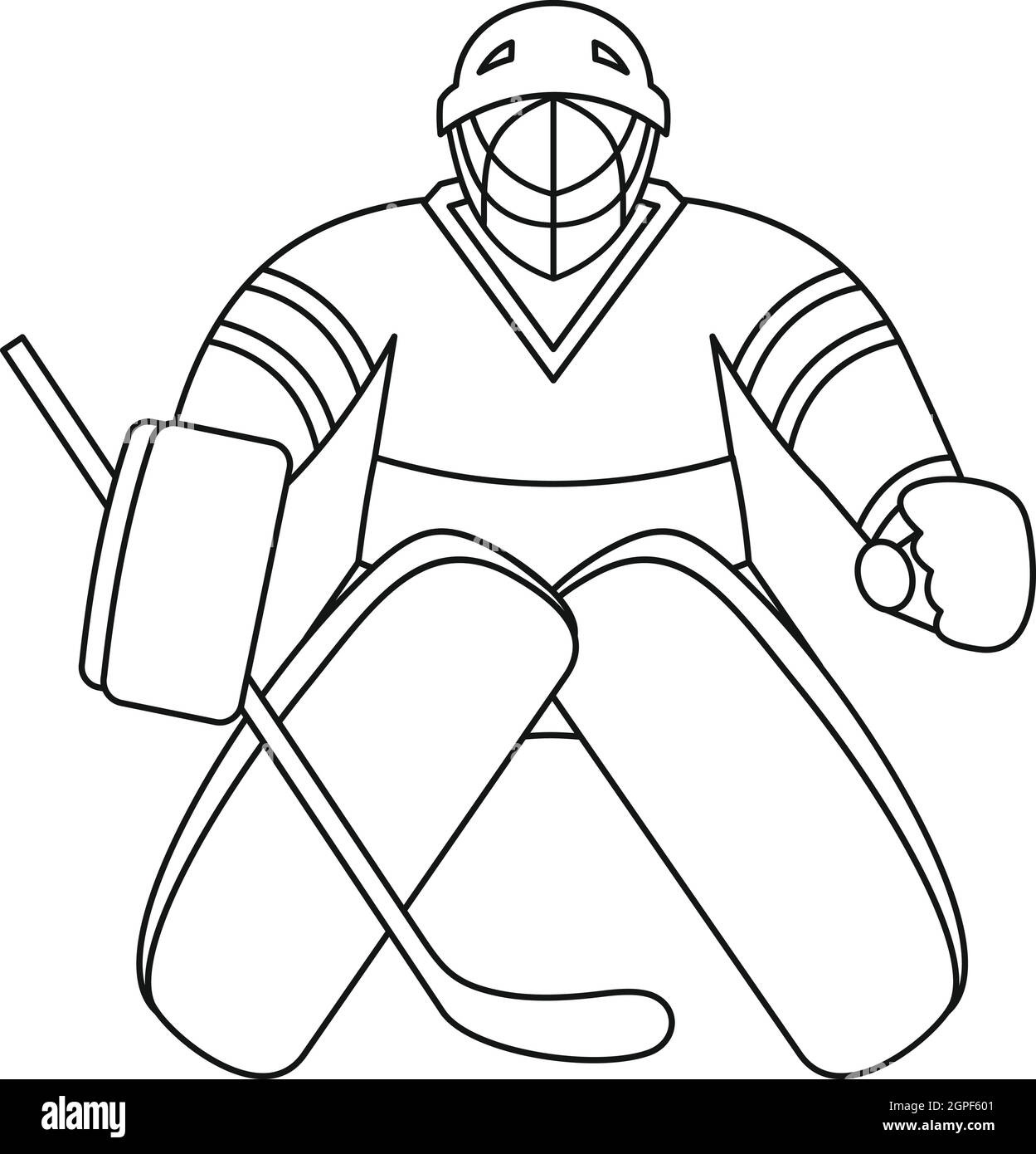 Eishockey-Torwart-Symbol, Umriss-Stil Stock Vektor