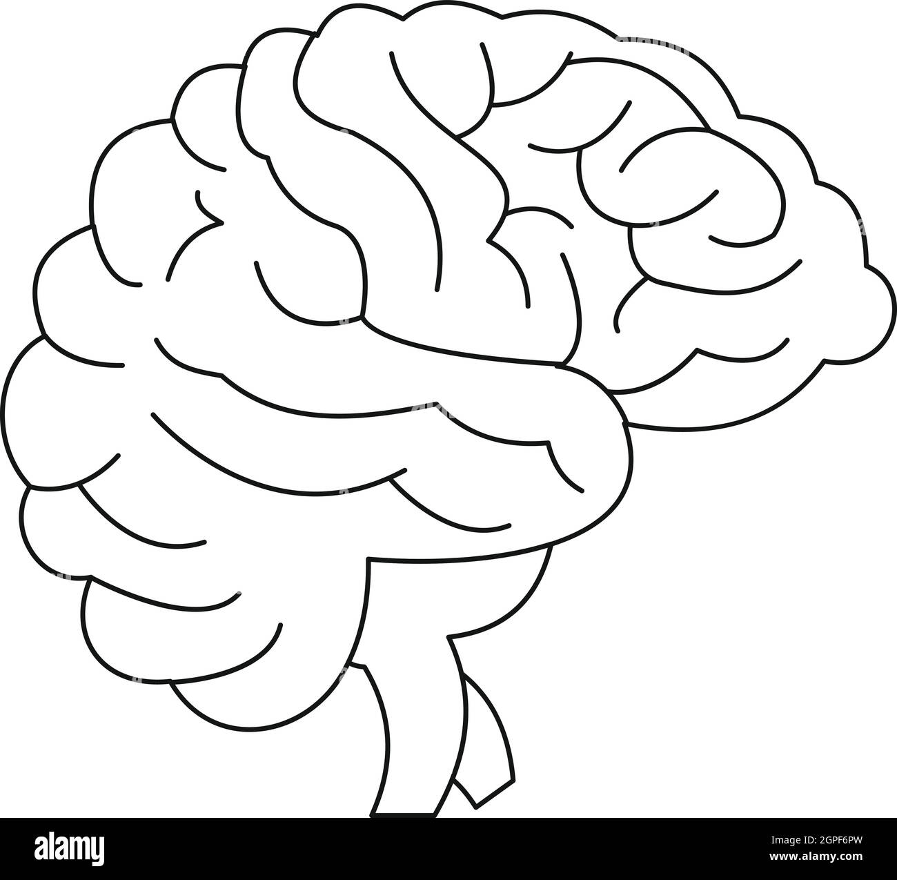Gehirn-Symbol, Umriss-Stil Stock Vektor