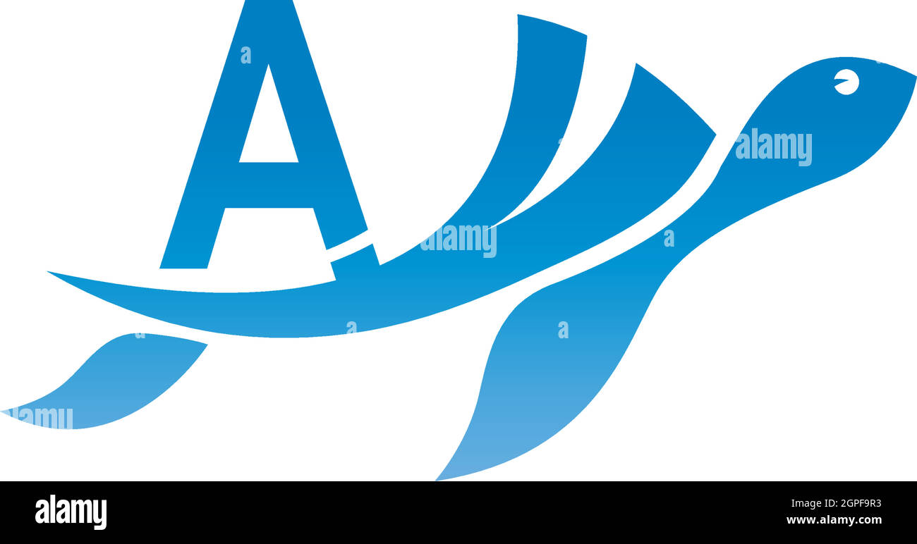 Meeresschildkröte-Symbol mit Buchstabe Ein Logo Design Illustration Stock Vektor