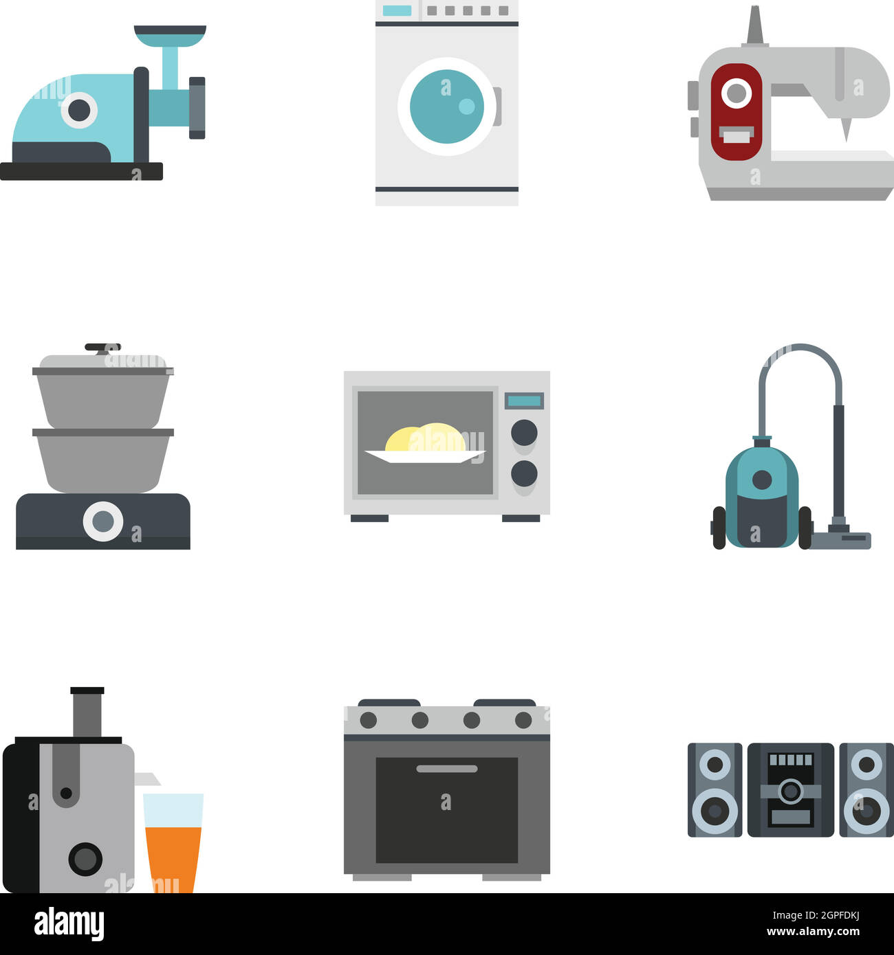 Haushaltsgeräte Icons Set, flachen Stil Stock Vektor