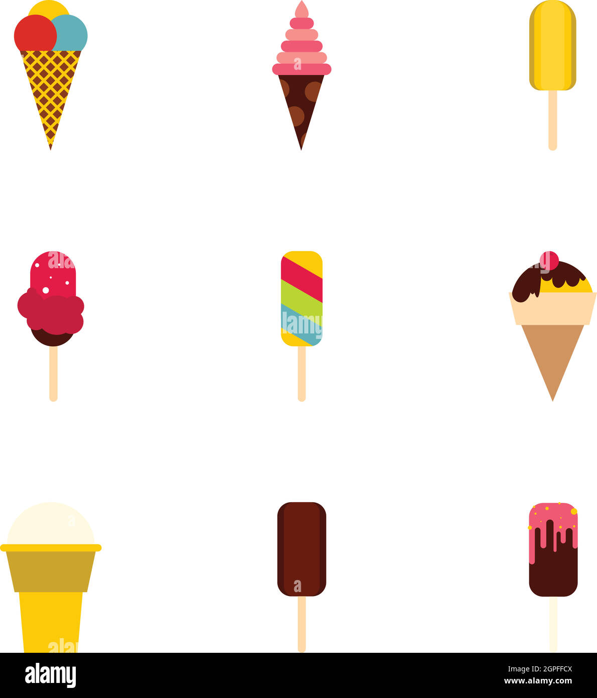 Gefrorene Süßigkeiten Icons Set, flachen Stil Stock Vektor