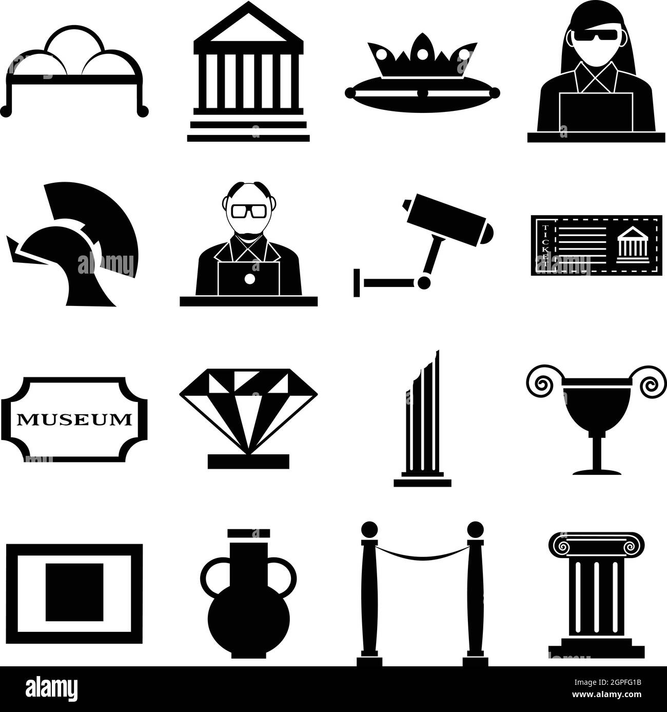 Museum Icons Set, einfachen Stil Stock Vektor