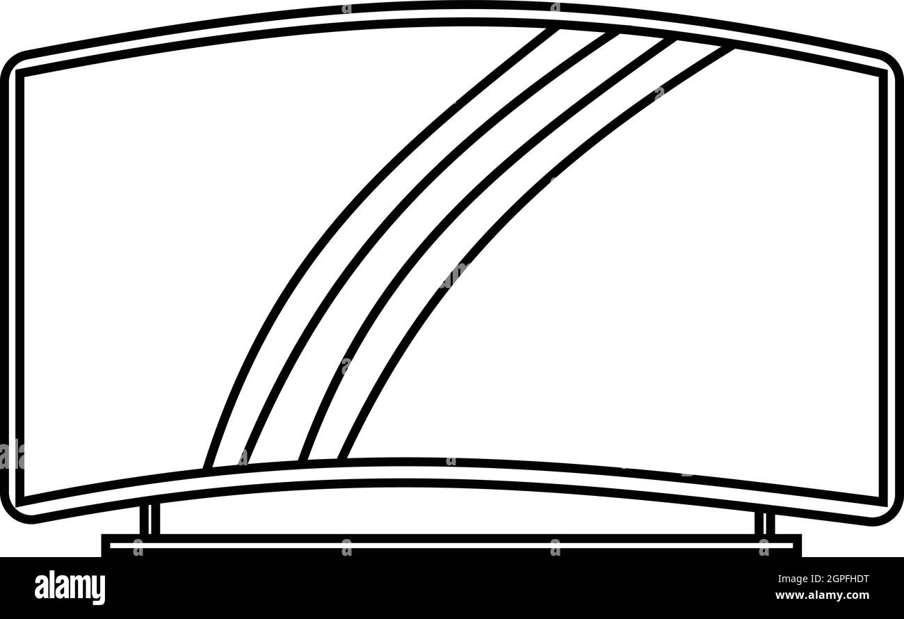 Gebogene TV-Symbol, Umriss-Stil Stock Vektor