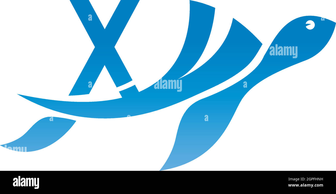 Symbol der Meeresschildkröte mit dem X-Logo im Design Stock Vektor