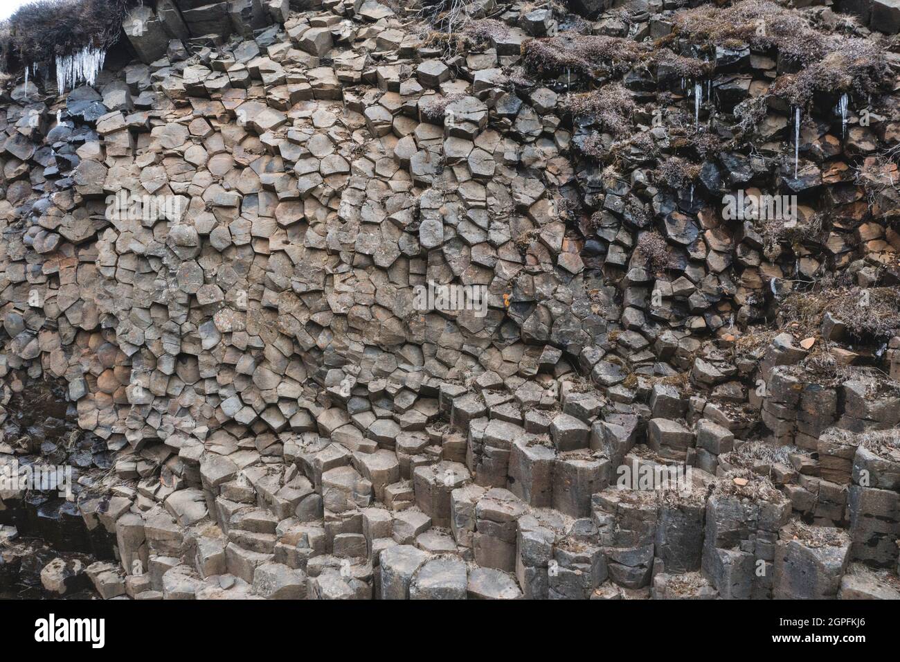 Basaltkolonne Canyon mit geometrischen Formen Stockfoto