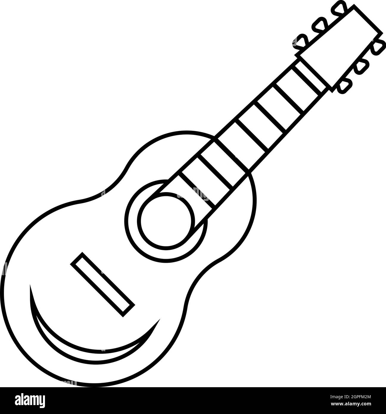 Gitarre-Symbol, Umriss-Stil Stock Vektor