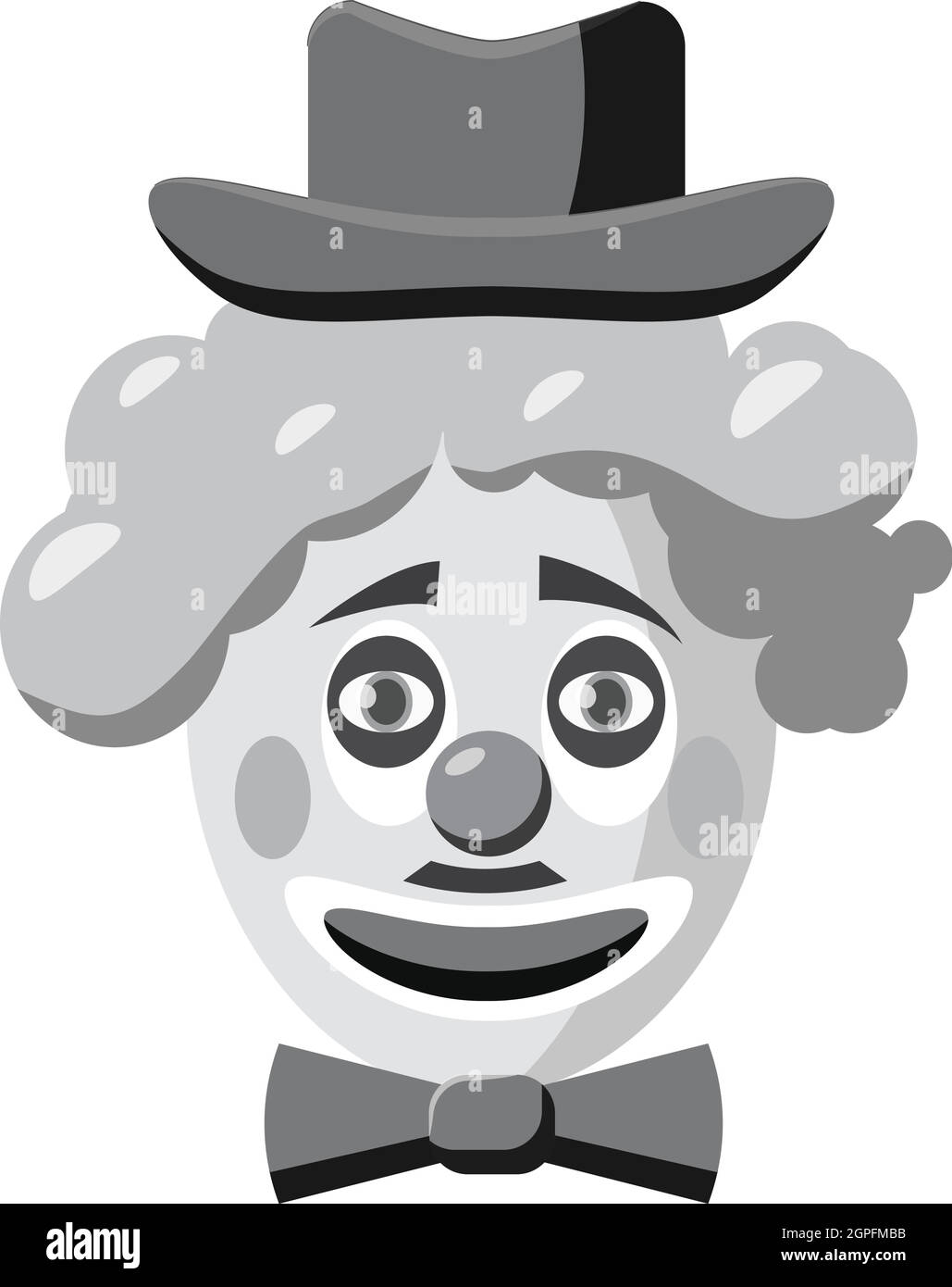 Clown Gesicht mit Hut-Symbol, grauen Stil Monochrom Stock Vektor