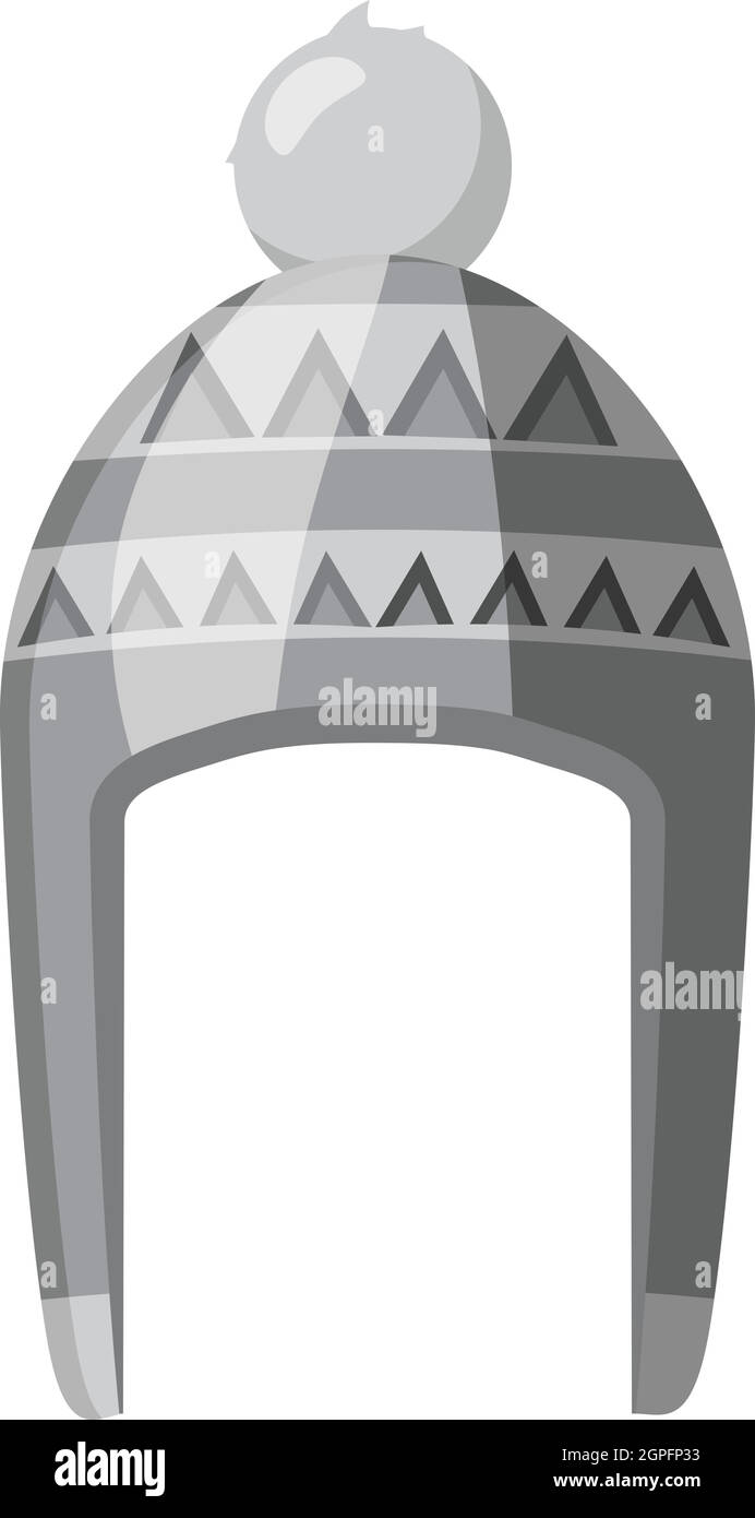 Niedliche Winter Hut Symbol, grauen monochromen Stil Stock Vektor