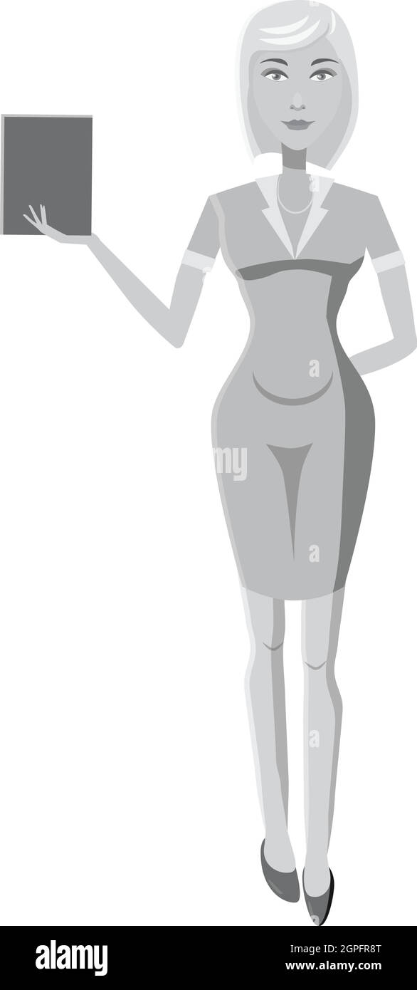 Geschäftsfrau Symbol, grauen Stil Monochrom Stock Vektor