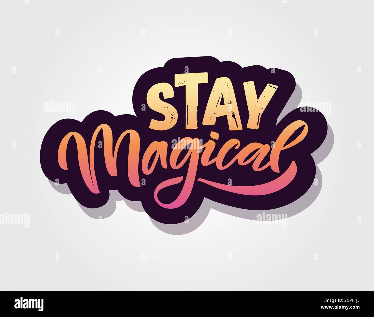 Handskizzierte Stay Magical Vektorgrafik mit Schriftzügen Typografie Zitate. Motivierende magische Zitate Konzept für Kinder T-Shirt-Print. Bleib Stock Vektor